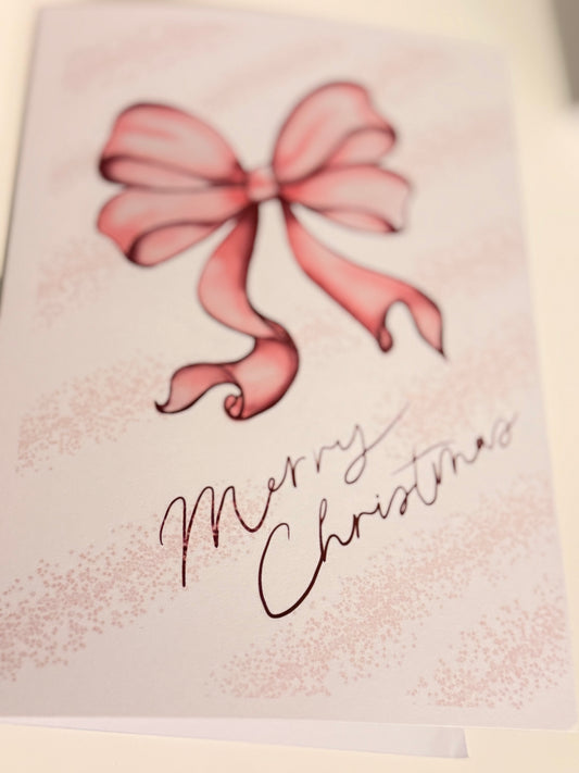 Merry Christmas Pink Bow Card
